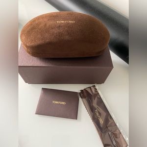 Tom Ford Brown Sunglass Case - Box - and Authentication card & dust cloth